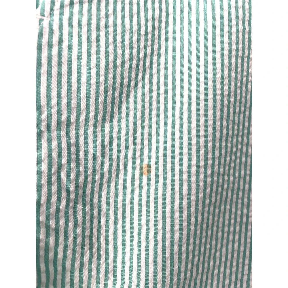 Brooks Brothers Green White Flat Front Seersucker Bermuda Shorts 100% Cotton W35